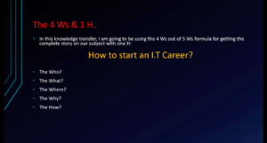 The 4Ws and 1Hs